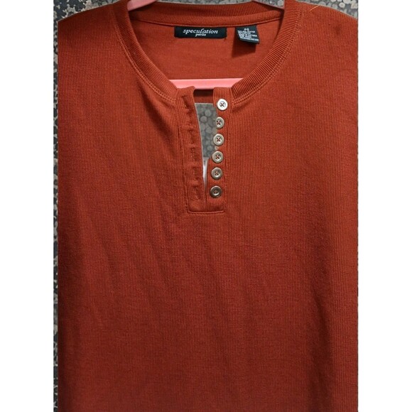 Speculation Petite Rust Button Front Top Small Long Sleeve Minimalist Casual - Picture 5 of 7